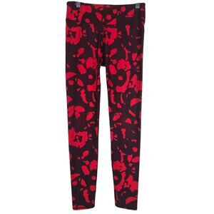 Fabletics Red Burgundy Design Athletic Hiking Workout Women's Leggings XS